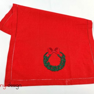 Chistmas hand towel-Thick holly wreath embroidery ( 6 piecies)